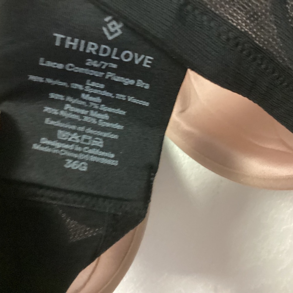 ThirdLove 24/7 Lace Contour Plunge‎ Bra Womens 36G Black Taupe Underwire NWT - Picture 9 of 11